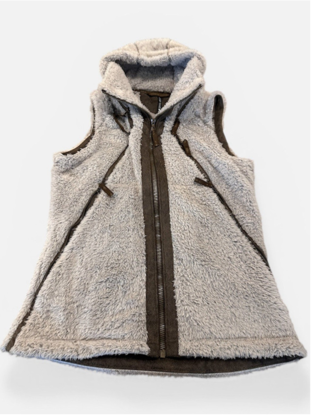 Kuhl Born In The Mountains Womens Size M Vest Faux Fur Hideaway Hood Zip Front